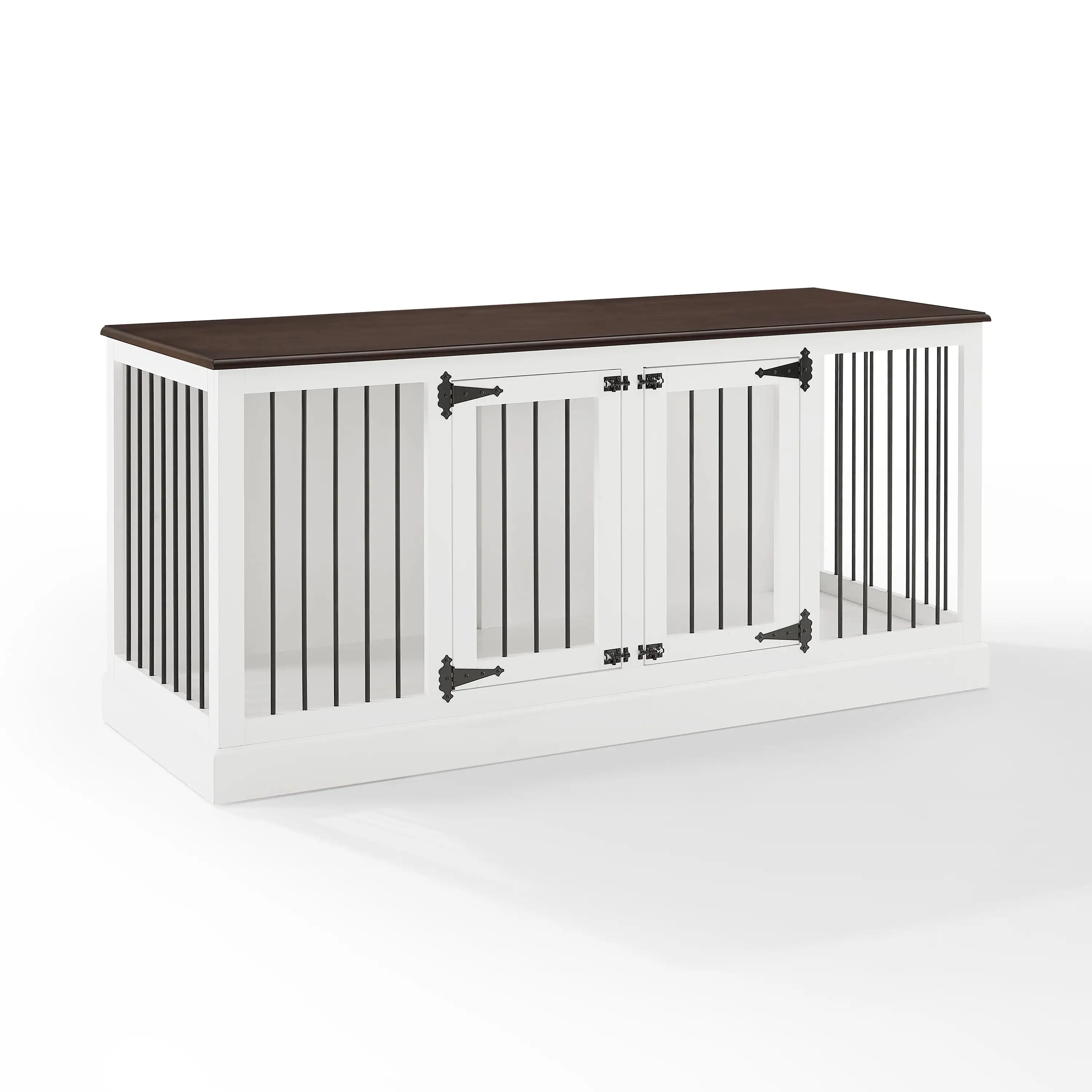 Crosley Brands Winslow Medium Credenza Pet Crate White/Dark Brown