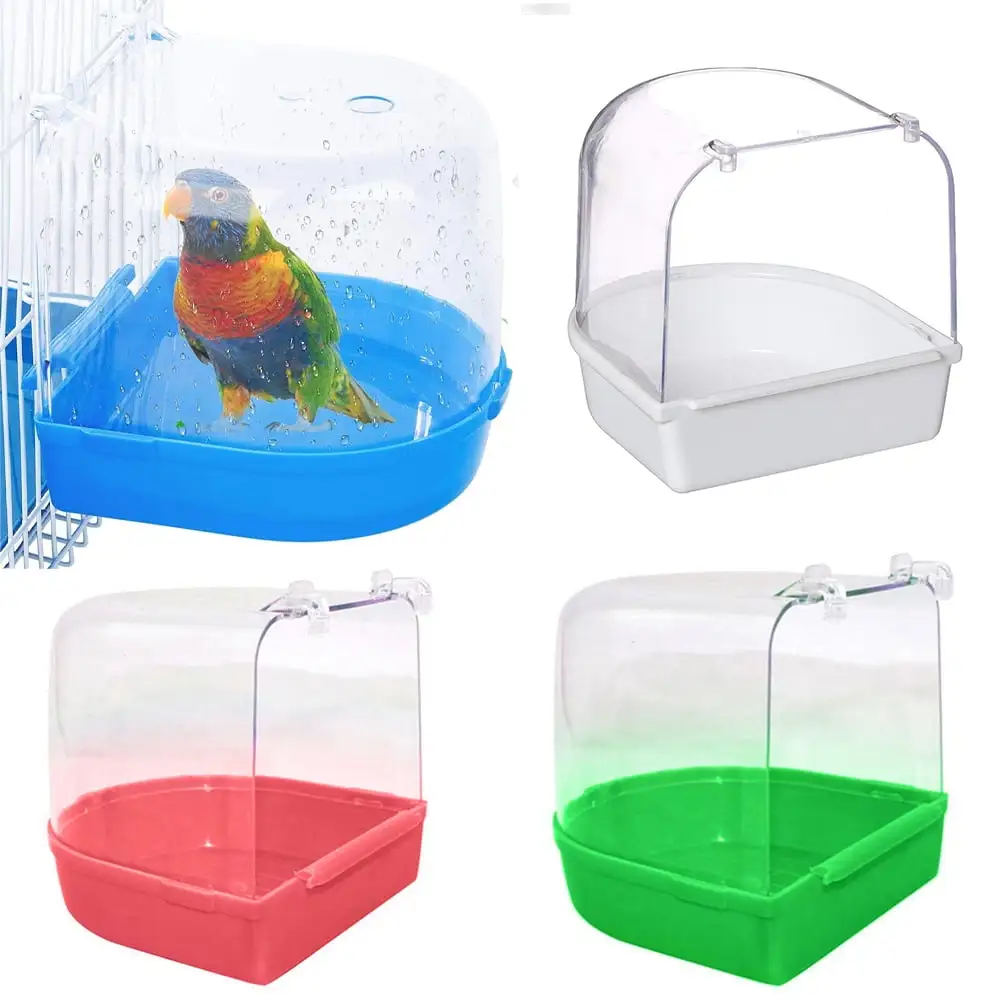 D-GROEE Bird Bath Box Bird Cage Accessory Supplies Bathing Parakeet Caged Bird Bathing Tub for Pet Small Birds Canary Parrot Parakeet