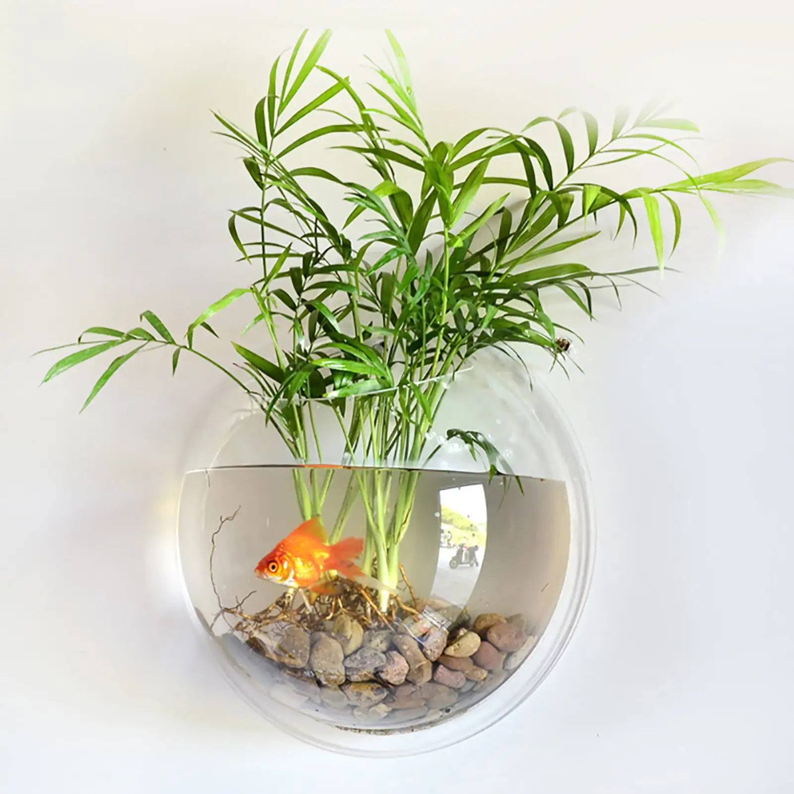 D-GROEE Wall Fish Bubble Wall Hanging Bowl Clear Acrylic Vase Flower Plant Pot Aquarium