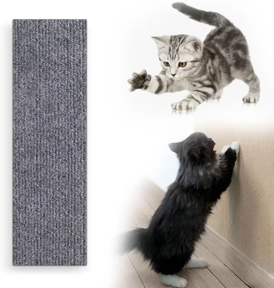 DIY Climbing Cat Scratcher.2024 Cat Scratch Mat Trimmable Cat Wall Scratcher.Self-Adhesive Cat Scratching Carpet for Cat Wall Furniture Scratching Posts and Sofa Protection (Light Gray. 11.8 * 39 in)