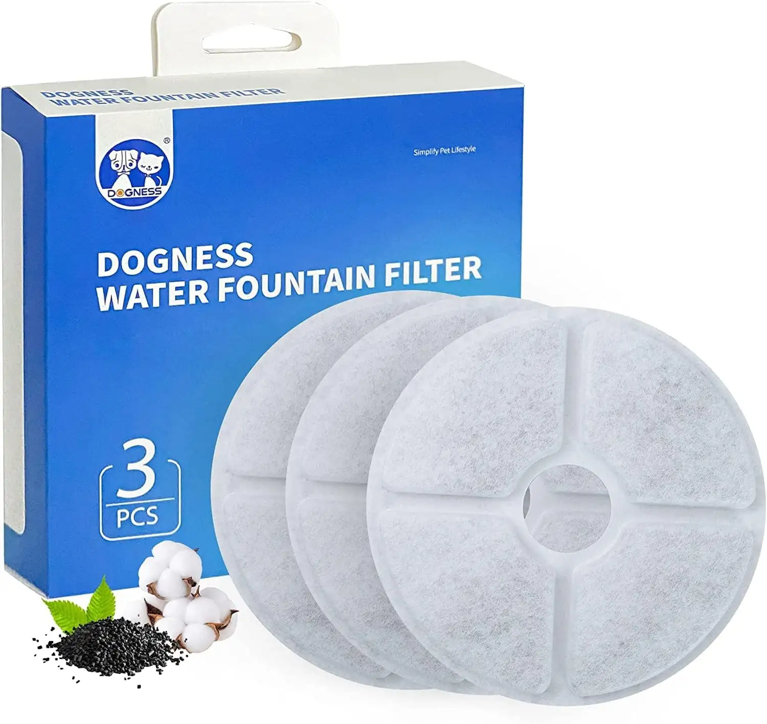 DOGNESS 2.2L Pet Water Fountain Filters (3 pcs)