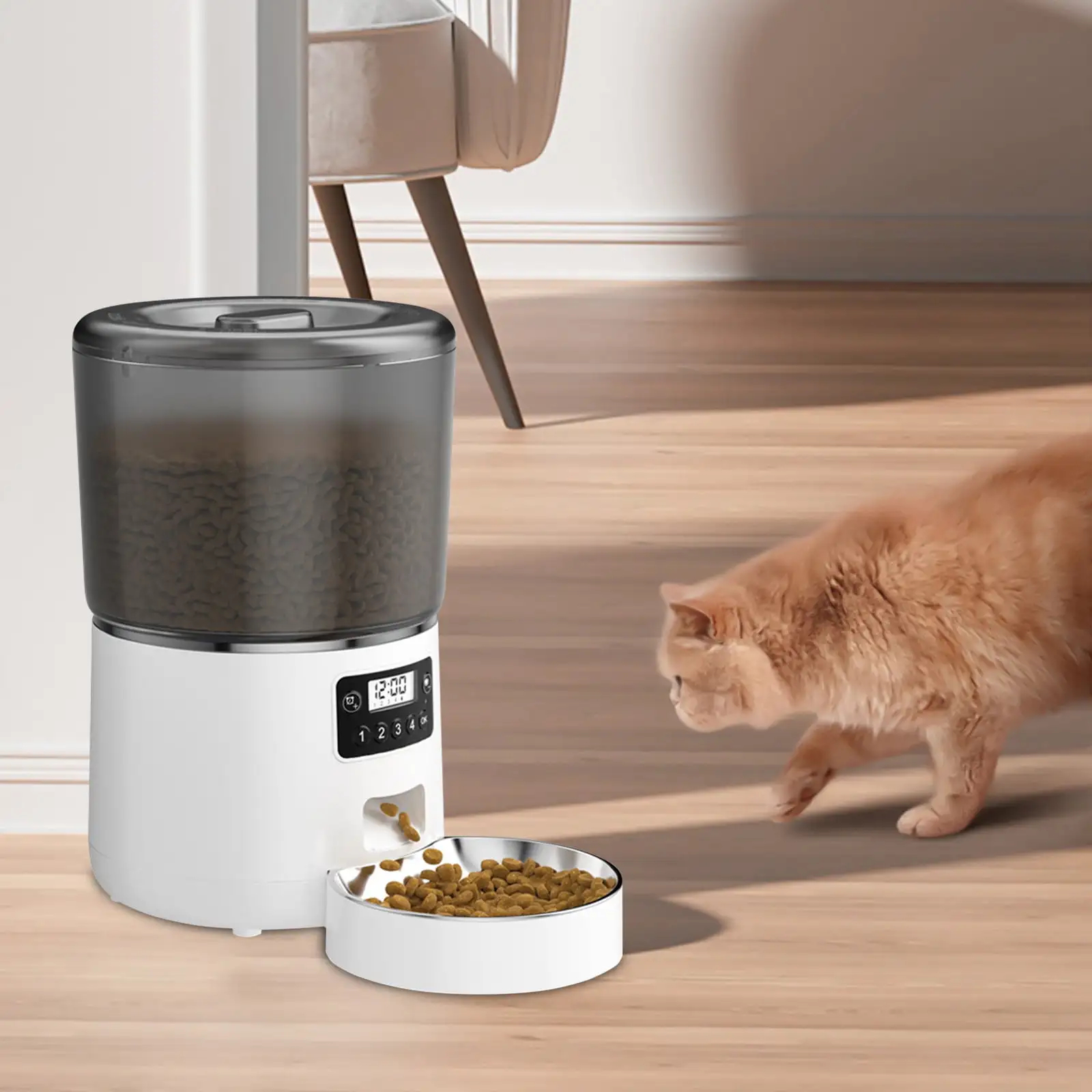 DagobertNiko Automatic Cat Feeder. Timed Cat Feeder With Adjustabled Feeding Schedule. Cat Dry Food Dispenser. Pet Feeders. 1-4 Meals Per Day. Dual-Power-Supply