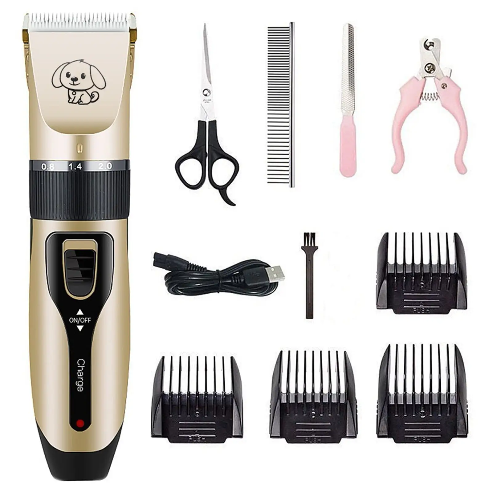 Daiosportswear Clearance Pet Grooming Clippers. Rechargeable Low Noise Cordless Pet Clippers. Hair Grooming Kit Shaver with 8 Comb. Quiet Electric Shears for All 8Ml