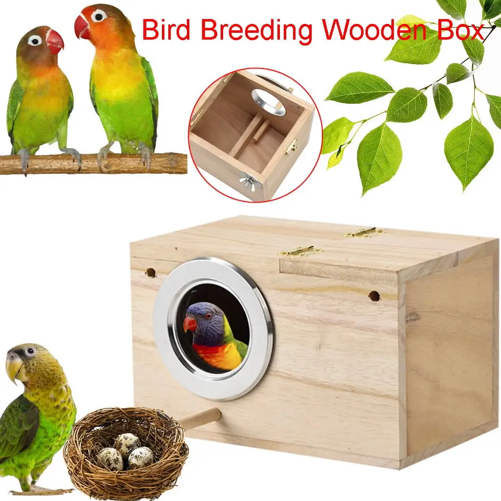 Daiosportswear Clearnance Parakeet Ne st Box Bird House Wood Breeding Box for Lovebirds Parrotlets Mating