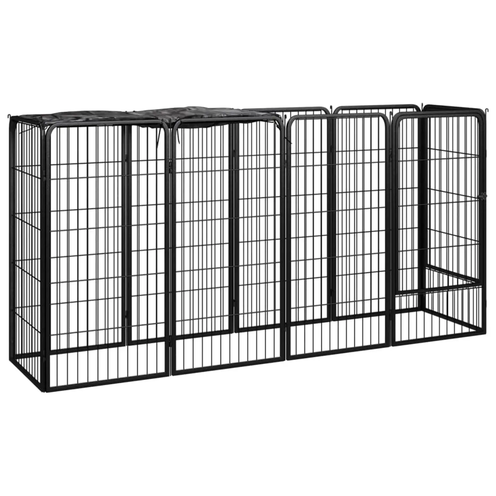 Dcenta 10-Panel Pet Playpen Fence. Powder-Coated Steel Panels Animal Exercise Yard. Dog Kennel Crate Black 78.7 x 19.7 x 39.4 Inches (L x W x H)