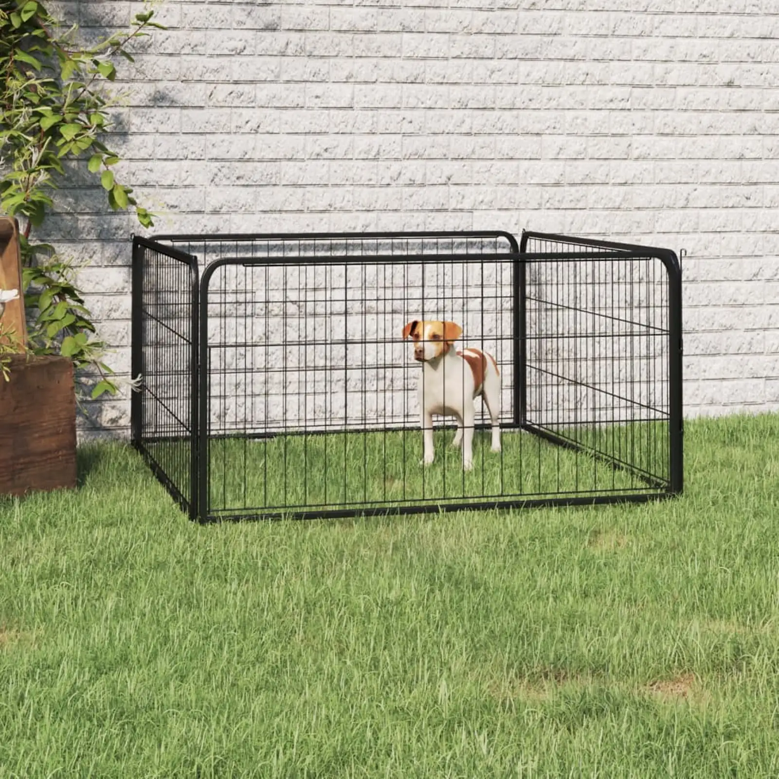 Dcenta Dog Playpen 4 Panels Black 39.4x19.7 Powder-coated Steel