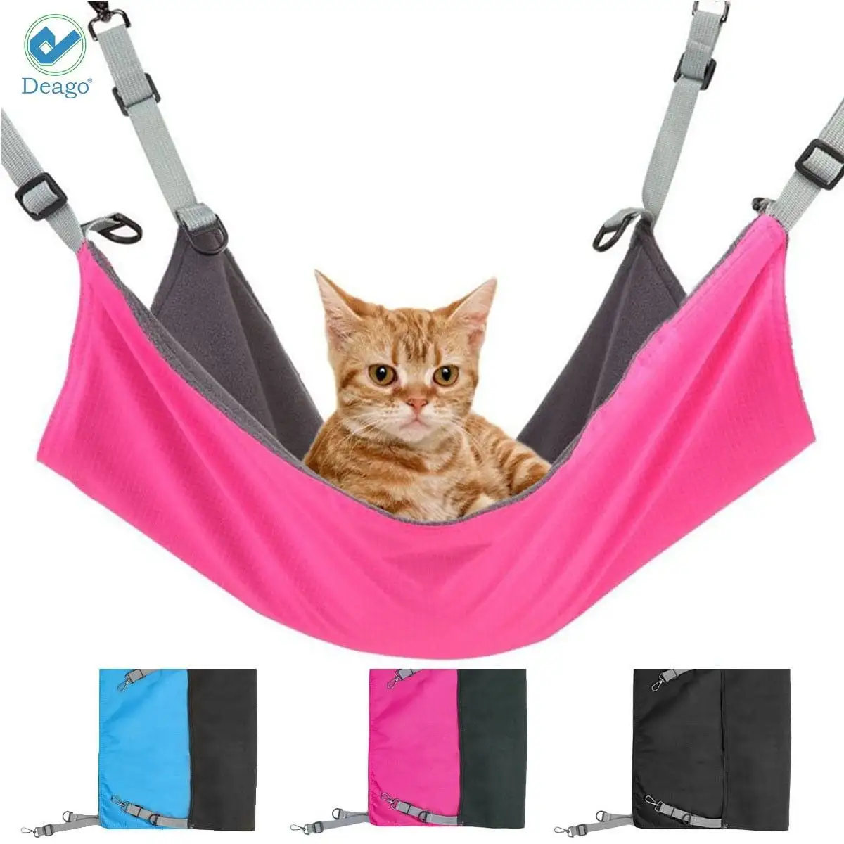 Deago Cat Hammock Bed Comfortable Hanging Pet Hammock Bed for Cats/Small Dogs/Rabbits/Other Small Animals 22 x17 inch (Rose Red)