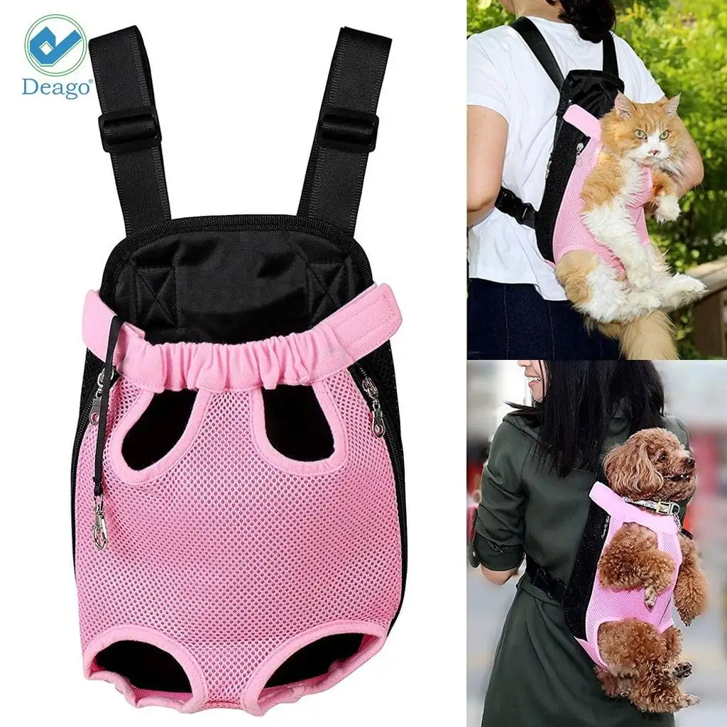 Deago Dog Cat Carrier Backpack Frontpack Carrier Travel Bag Legs Out Easy-Fit for Small Medium Pets Puppiies Outdoor Traveling Camping