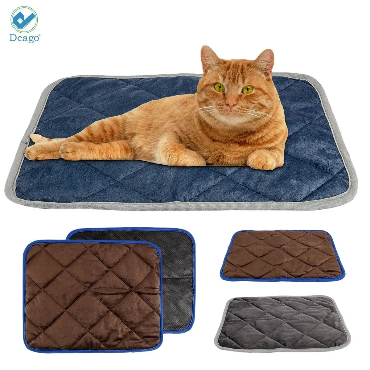 Deago Self Heating Cat Dog Pad / Self-Warming Cat Dog Bed / Thermal Cat Mat for Outdoor and Indoor Pets (Coffee. 15.8 x 19.7)