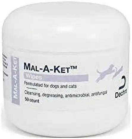 Dechra Mal-A-Ket Wipes For Dogs & Cats (50Ct) - Antifungal. Antibacterial And De-Greasing