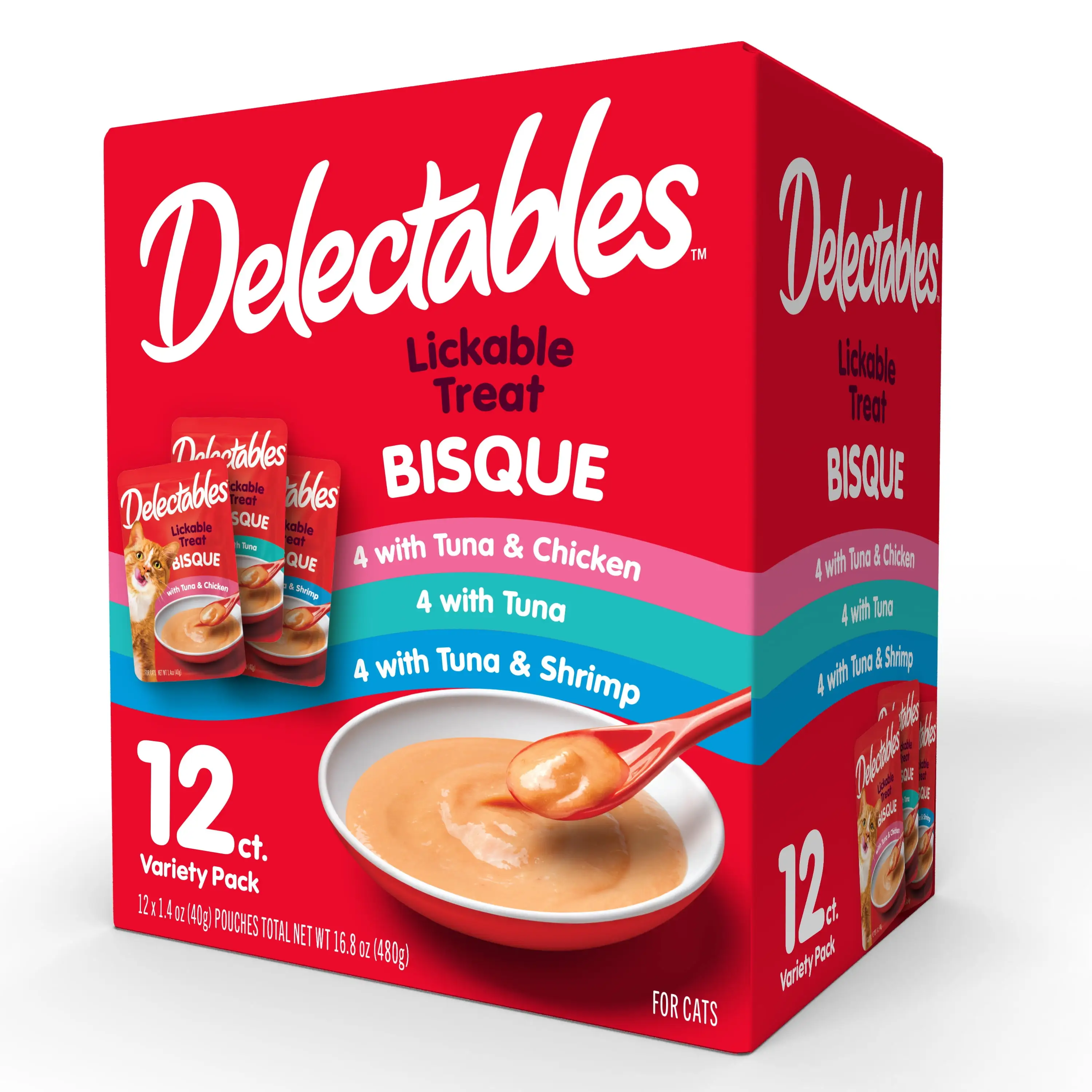 Delectables Bisque Lickable Wet Cat Treats Variety Pack. 1.4 oz. (12 Count)