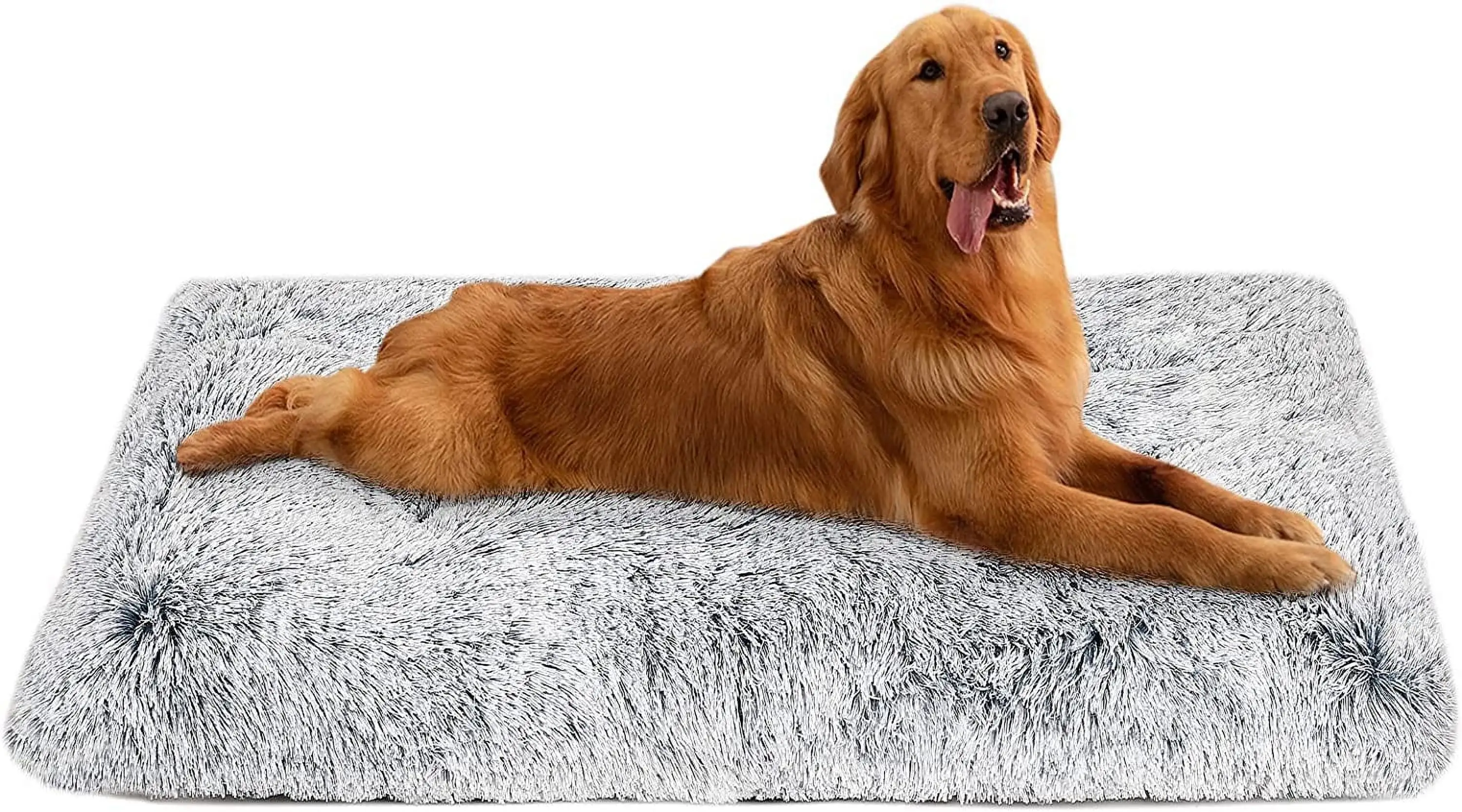 Deluxe Plush Dog Beds for Large Dogs Washable Anti-Slip Pads Medium 41''x 27'' Gray