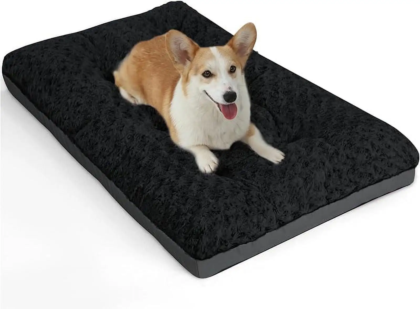 Deluxe Washable Dog Bed for Large Dogs Dog Crate Mat 36 Inch Comfy Fluffy Kennel Pad Anti-Slip for Dogs Up to 70 lbs. 36" x 23". Grey