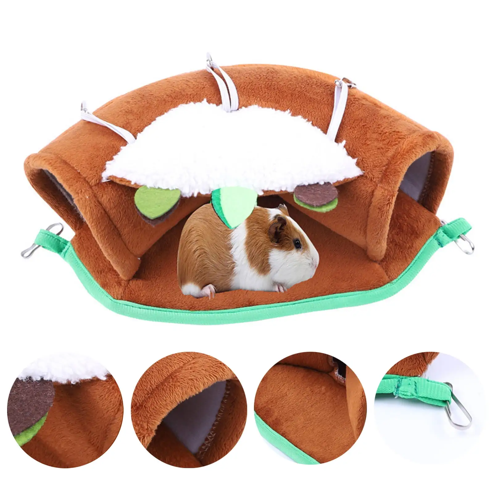 Dengjunhu Guinea Pigs Hammock Comfortable Breathable Hideout Tunnel Hamster Ferret Rat Nest Hanging Bed for Small Animal