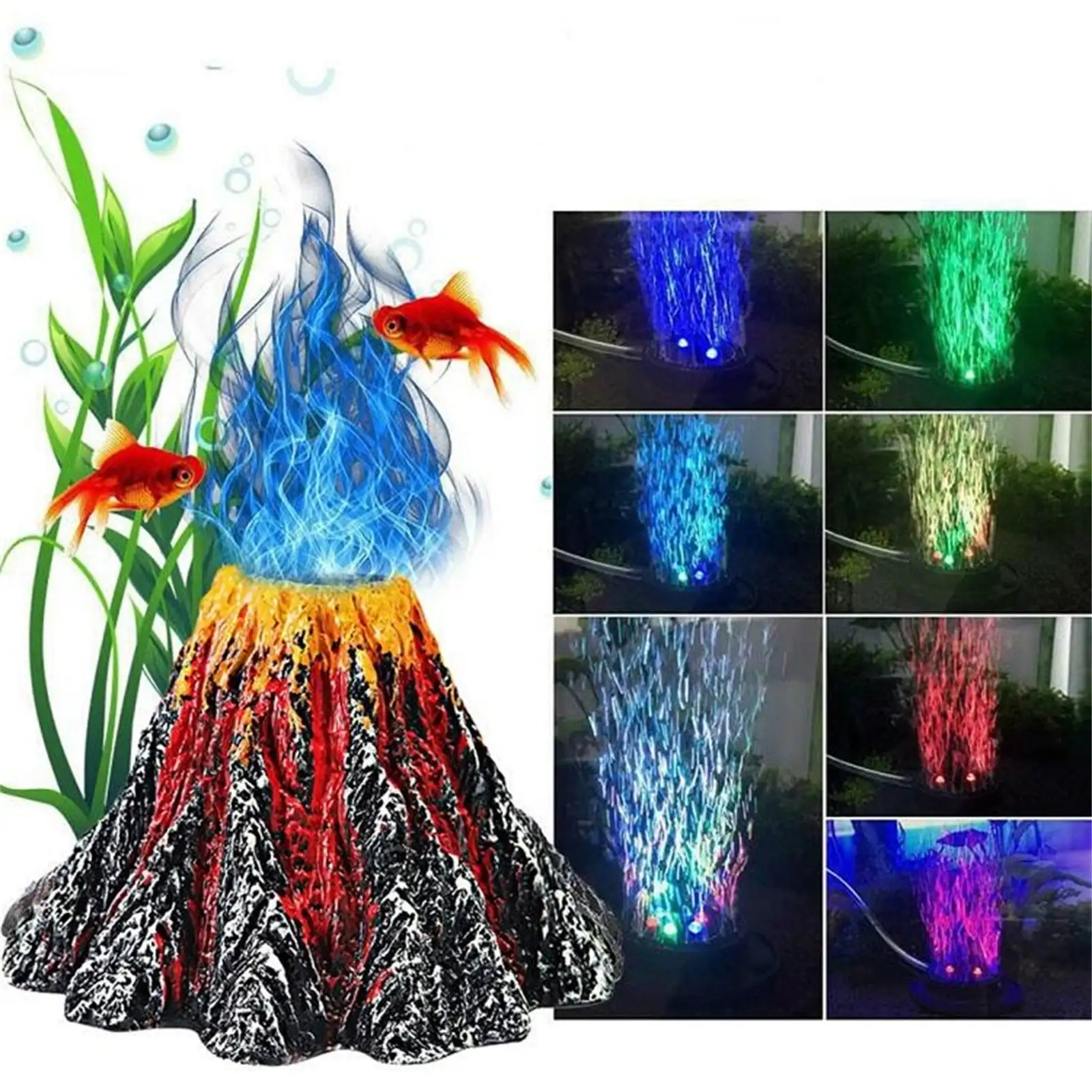 Dengmore Exquisite Aquarium Water Tank Volcano Eruption Decorative Volcano Model