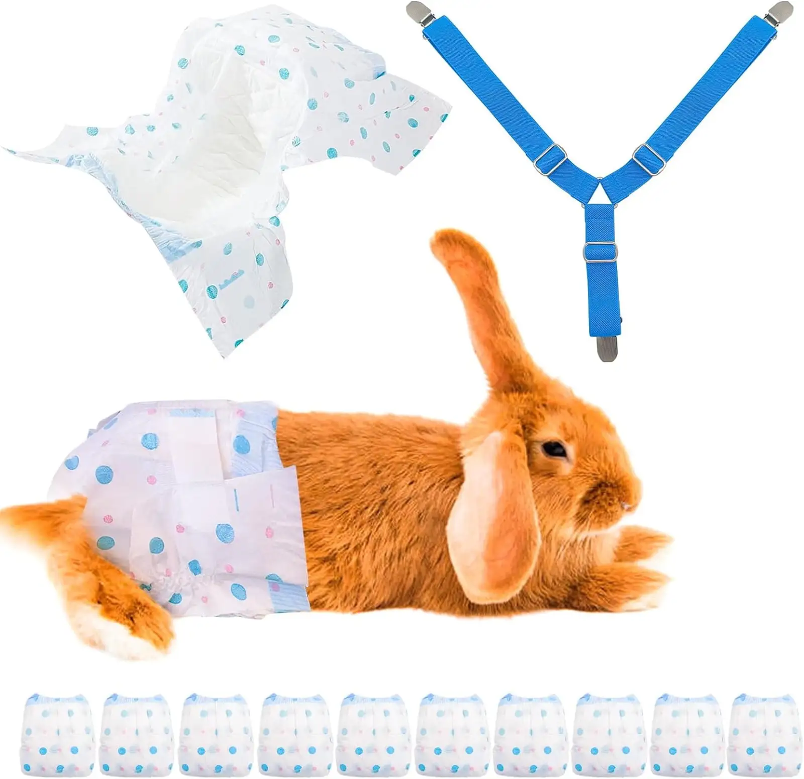 Disposable Rabbit Diapers.Small Pee Pads.with Rabbit Suspenders for Diapers Female.Squirrel Diapers.for Bunny Guinea Pig Kitten Hedgehog Sindoor and Outdoor Activities.(10PCS)