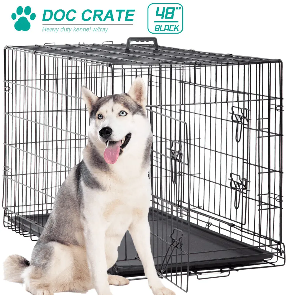 Dkelincs 48 inch Dog Cage Large XXL Dog Crates for Large Dogs Pet Animal Segregation Cage with Double-Door for Dog Training Indoor