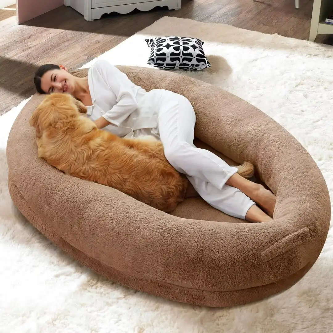 Docred Human Dog Bed.72x51x12 Oversized Dog Bed for Humans Size Bean Bag Dog Bed for People. Families. Pets(Brown)