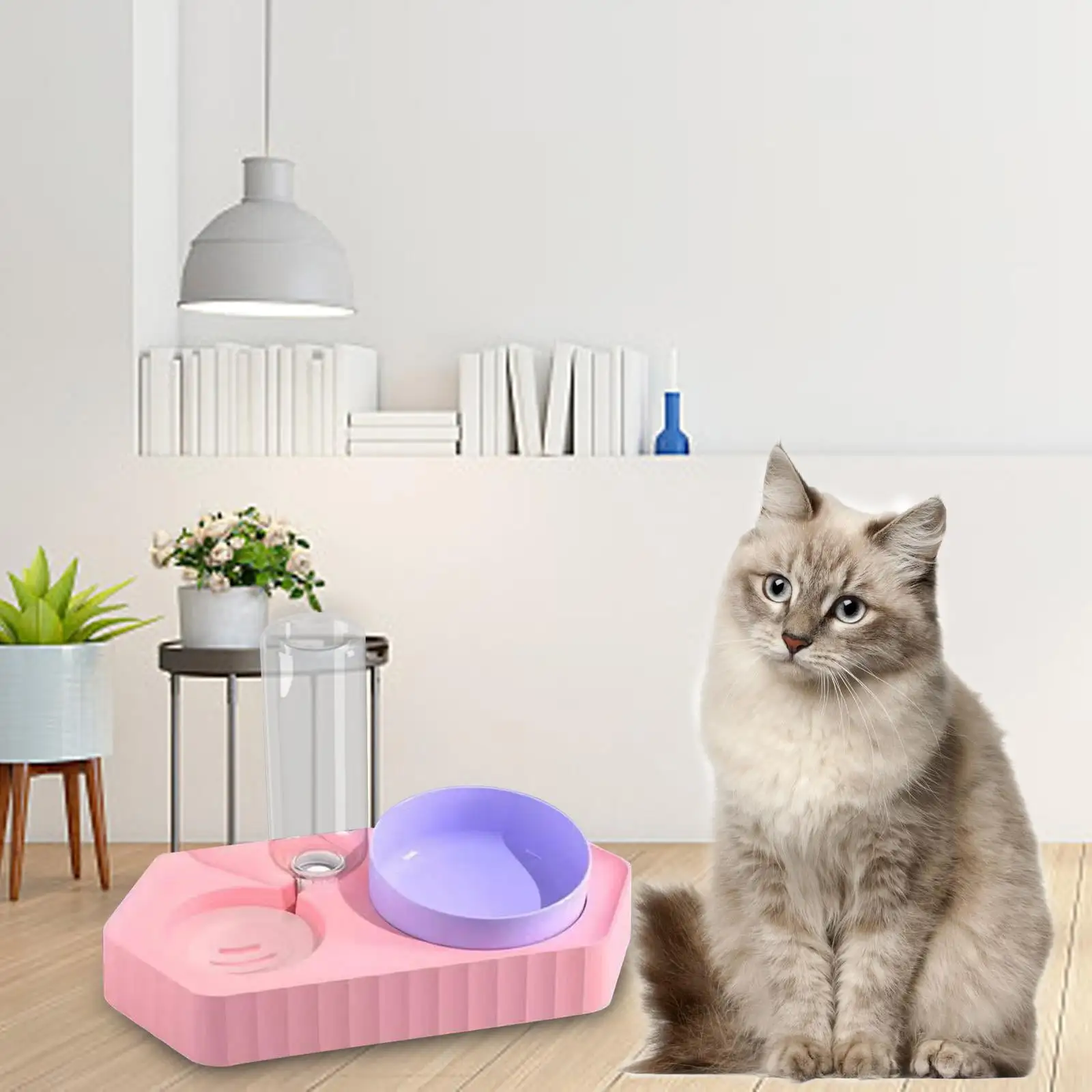 Dog Bowls Drinking Fountain Pet Feeding Station Detachable Non Slip Pet Feeder and Waterer for Cats Dogs Small Medium Large Pets Supplies double pink