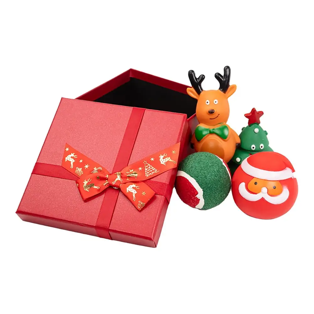 Dog Cat Christmas Toys Set Christmas Stocking Pet Toys Gift Set Chew Squeaky Toys Balls Rope Toys