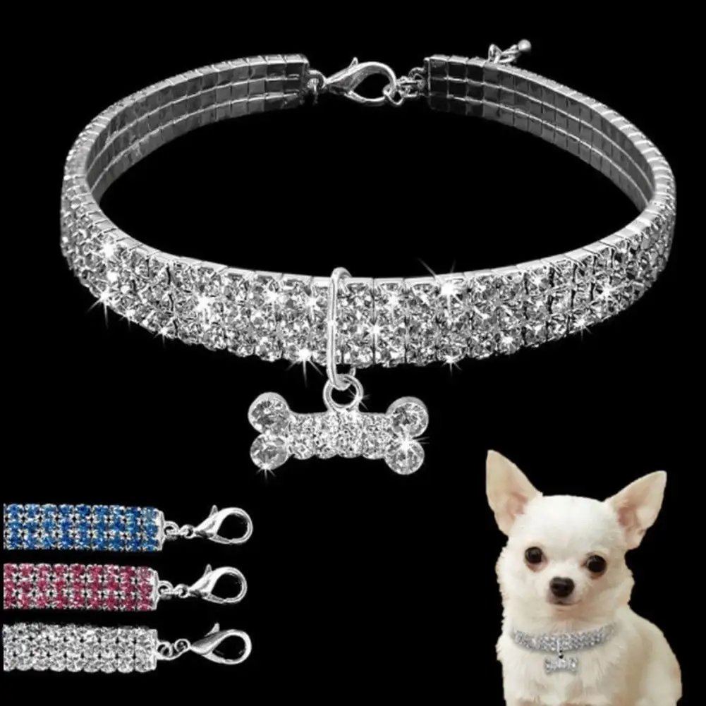 Dog Cat Collar Personalized Rhinestone Flower Pet Leash Puppy Cat Necklace