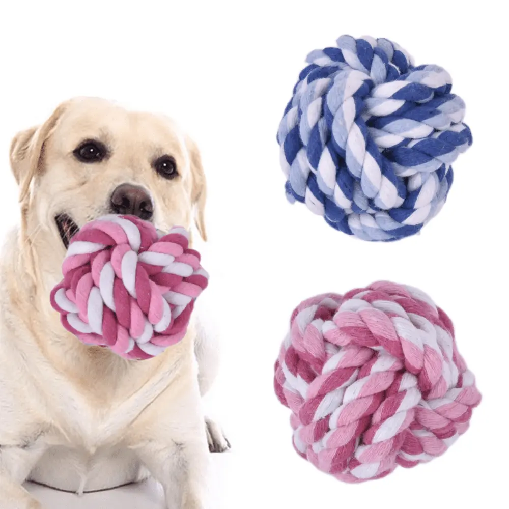 Dog Chew Toys for Aggressive Chewers. Dog Balls for Small Medium Dogs. Dog Toys with Tough Twisted. Dental Cotton Dog Rope Toy. 3 Pack Indestructible Puppy Teething Chew Toy Color random