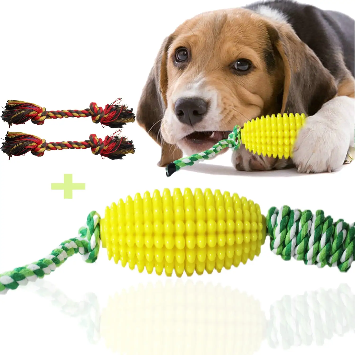 Dog Chew Toys for Aggressive Chewers. Likaty Indestructible Rope Dog Toy Puppy Chew Teething Toys for Large Medium Small Dogs.Yellow