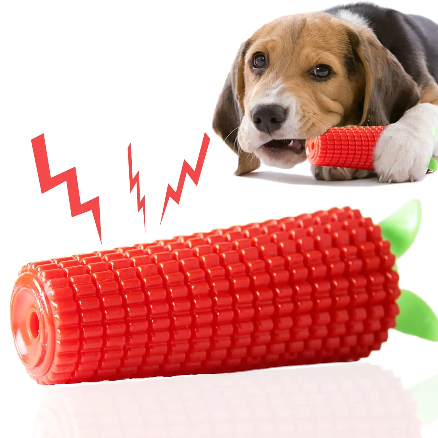 Dog Chew Toys for Aggressive Chewers. Likaty Indestructible Squeaker Dog Toy Puppy Chew Teething Toys for Large Medium Small Dogs.Red