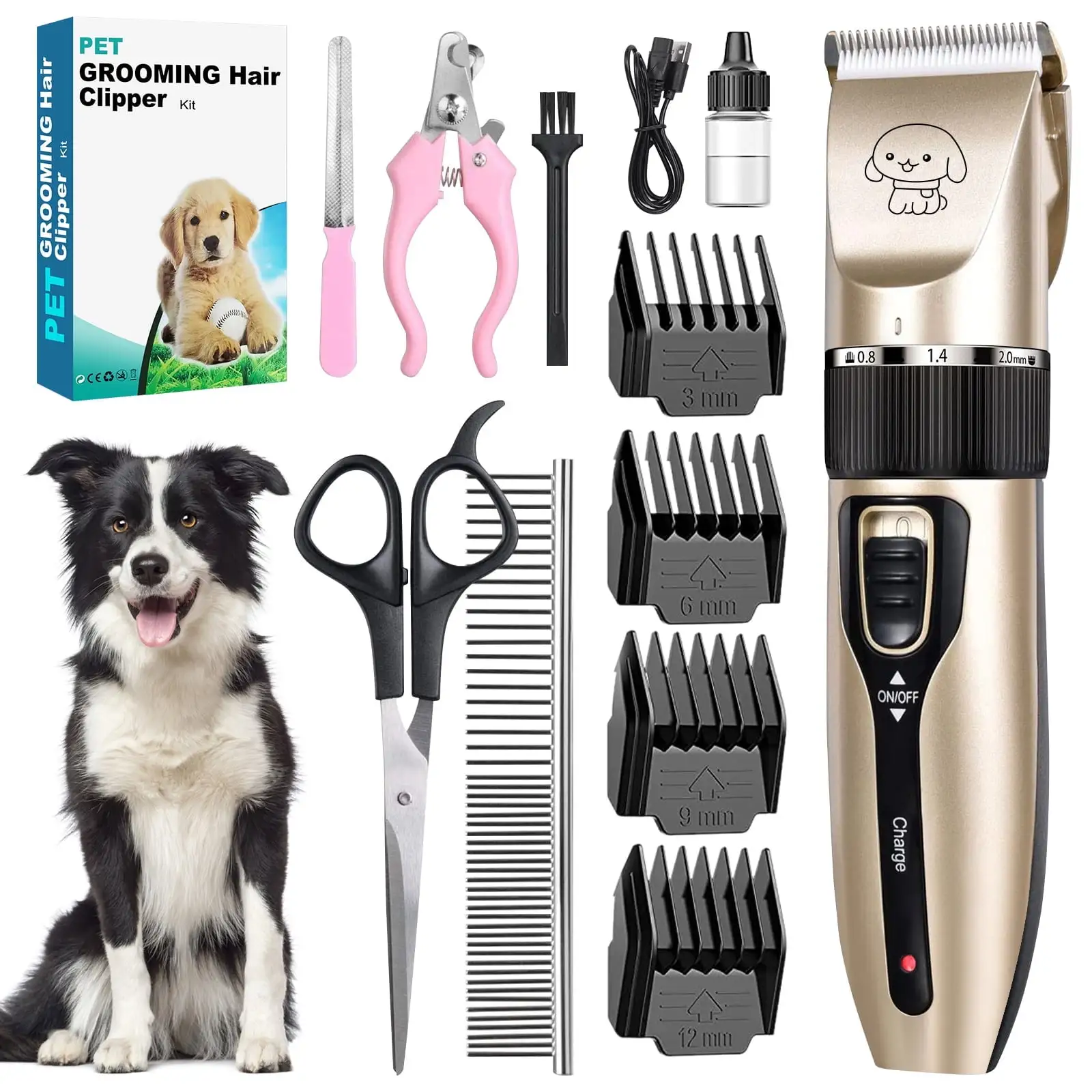 Dog Clippers. Cordless Dog Grooming Kit. Professional Quiet Electric Pets Hair Trimmers