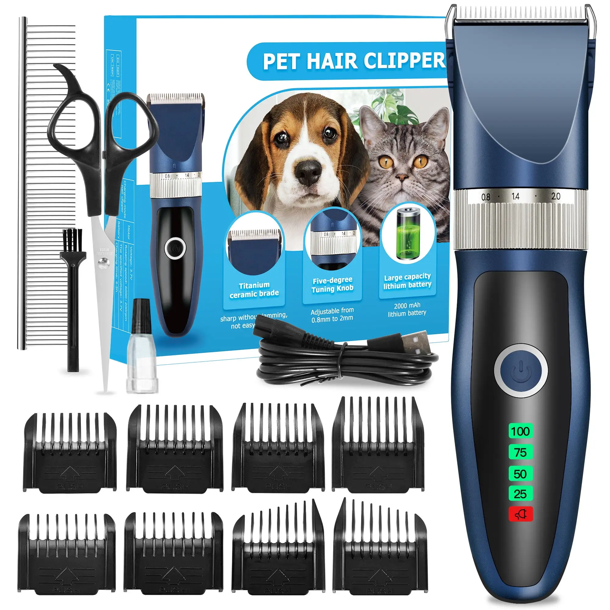 Dog Clippers. Mrdoggy Dog Grooming Clippers for Thick Fur Nail with Low Noise Rechargeable Cordless Electric Quiet Pet Clippers Set Grooming Kits for Dogs Cats Pets