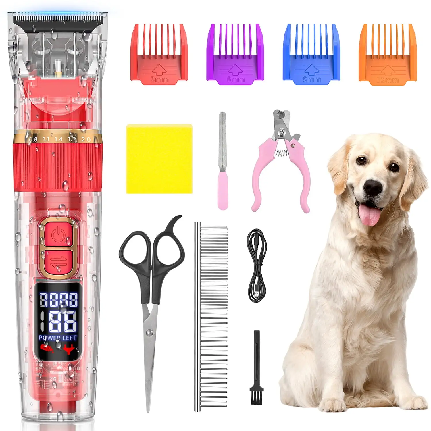 Dog Clippers. Professional Dog Grooming Kit. Low Noise Rechargeable Dog Hair Clipper. Cordless Electric Quiet Pet Clippers Trimmers Set with for Dogs Cats Pets Rabbits