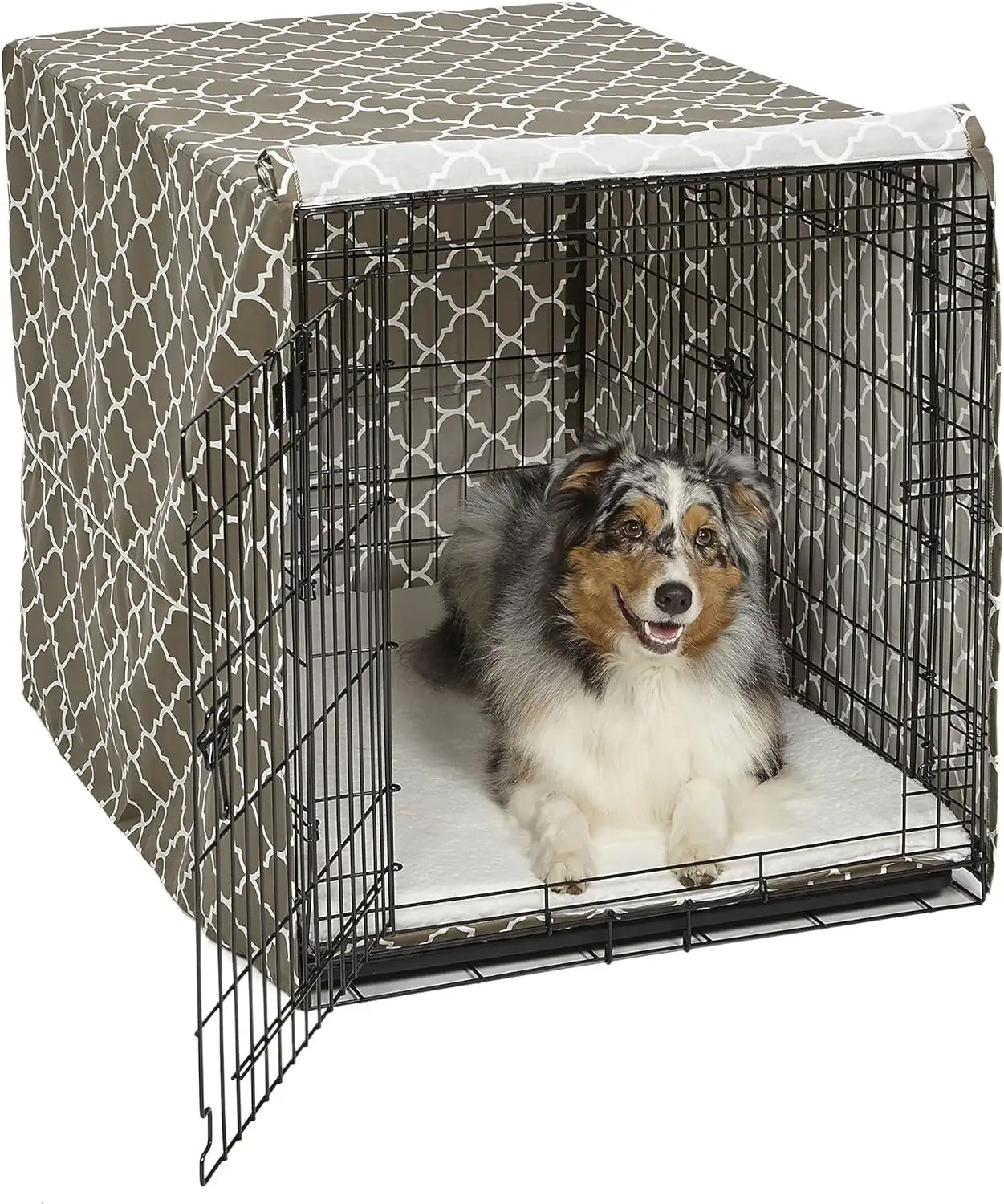 Dog Crate Cover. Privacy Dog Crate Cover Fits Midwest Dog Crates. Machine Wash & Dry Brown Geometric Pattern 42-Inch