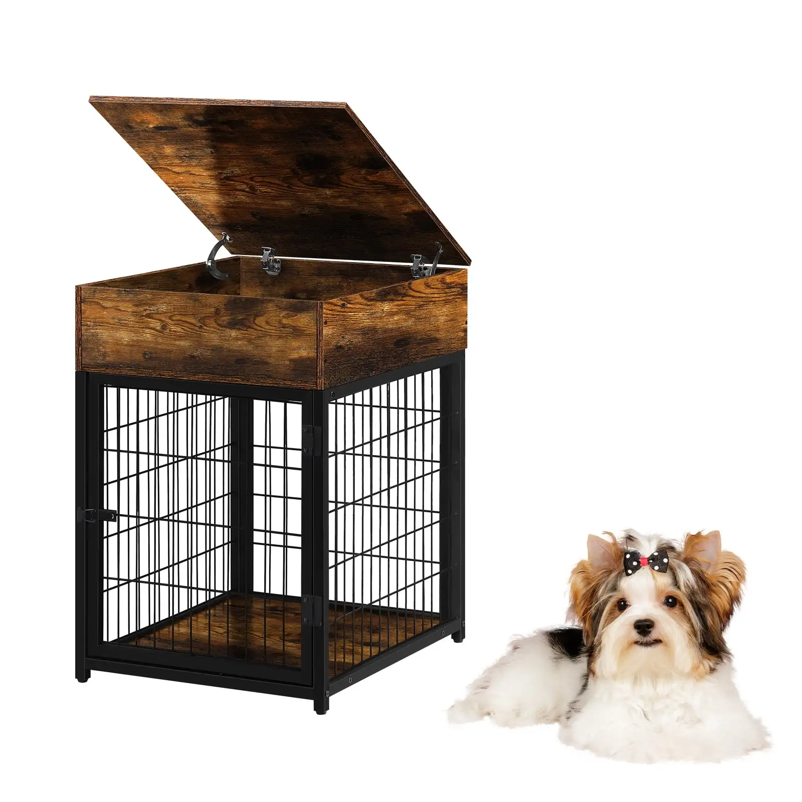 Dog Crate Furniture Dog Crate Side Table. Pet Crate House. Dog Crate with Cabinet. Flap Door. Flamed Color