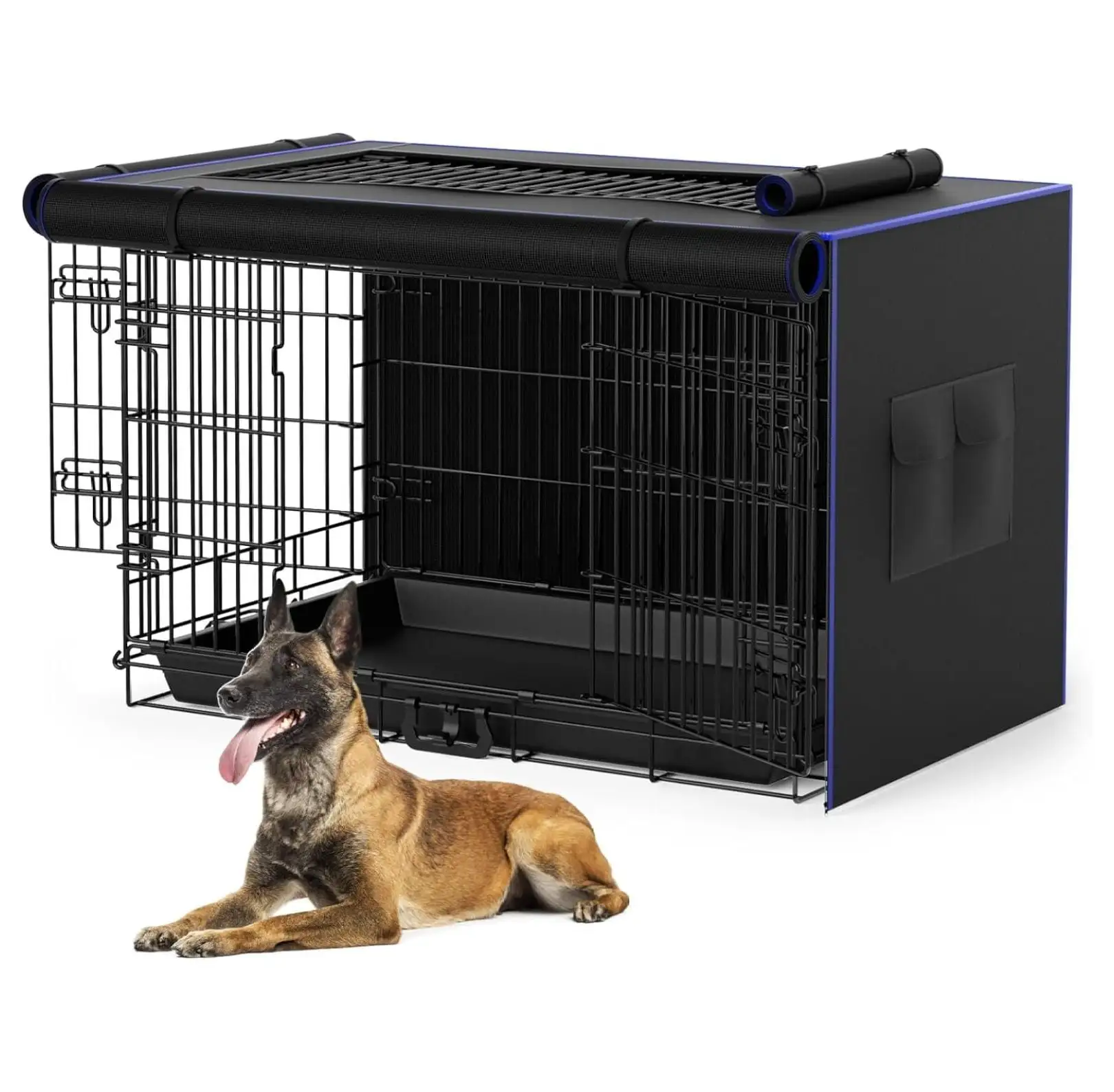 Dog Crates Kit for Small Size Dogs Indoor with Dog Crate Cover. 36 Inch Double Door Dog Kennels & Houses for Puppy and Cats. Collapsible Metal Contour Dog Cages