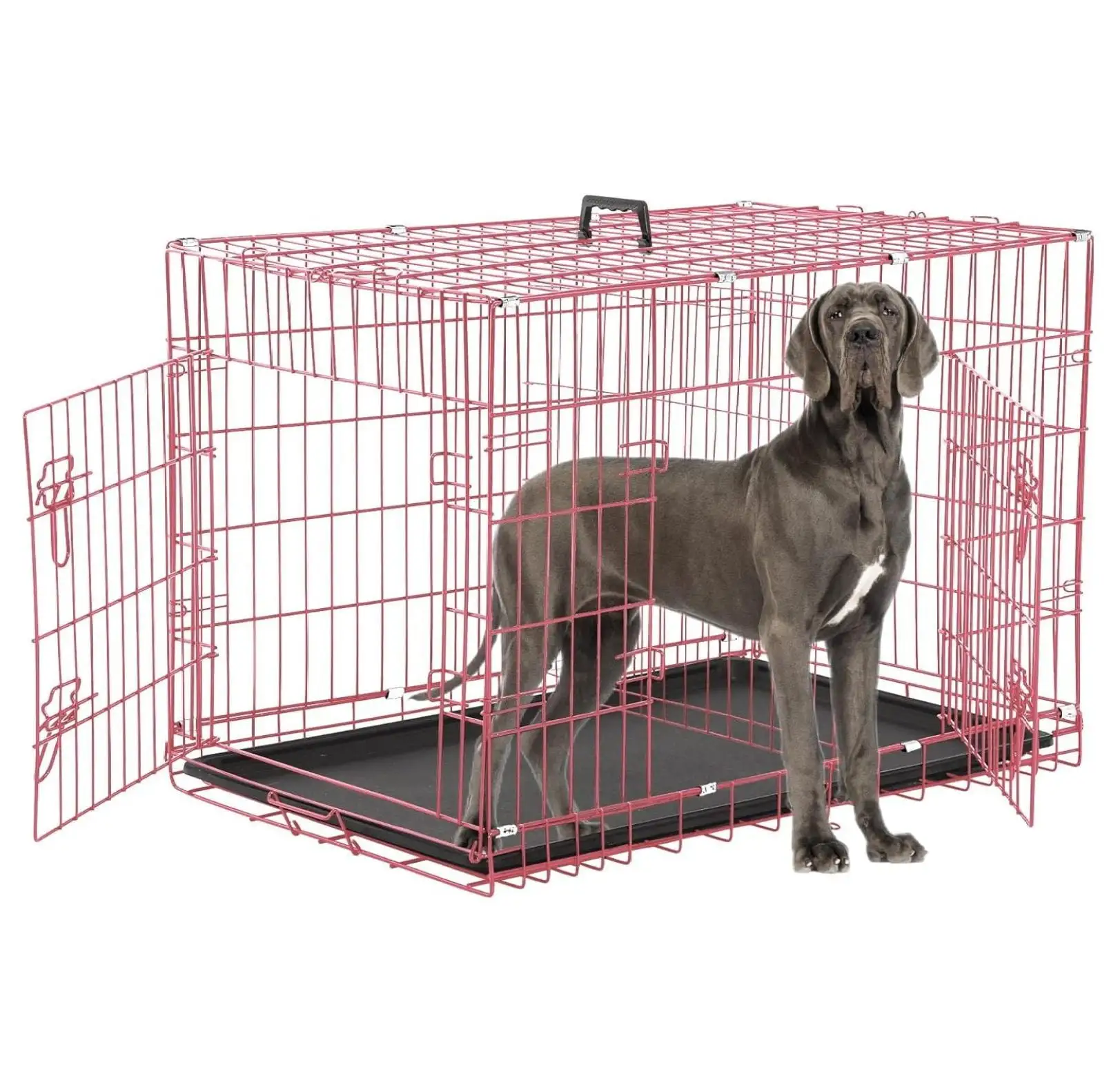 Dog Crates for Large Dogs Inch Dog Kennel Large Dog Crate Foldable Dog Cage Double Door w/Leak-Proof Tray/Divider. Portable Dog Cage Collapsible Metal Dog Crate Dog Cages for Large Dogs Indoor