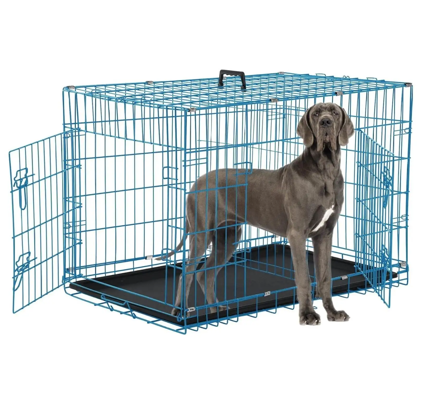 Dog Crates for Large Dogs Inch Dog Kennel Large Dog Crate Foldable Dog Cage Double Door w/Leak-Proof Tray/Divider. Portable Dog Cage Collapsible Metal Dog Crate Dog Cages for Large Dogs Indoor