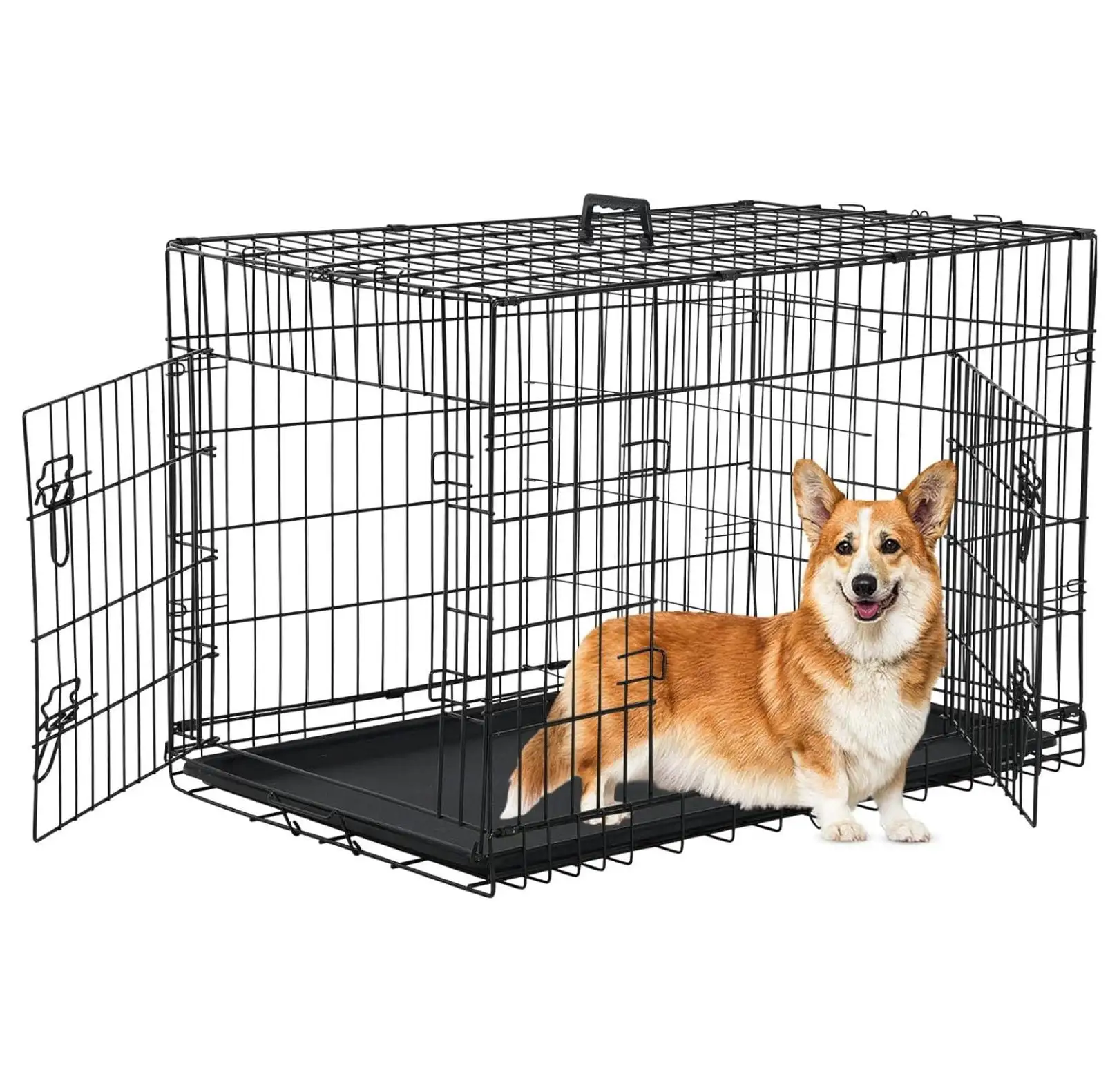 Dog Crates for Medium Dogs 36 Inch Dog Kennel Medium Dog Crate Foldable Dog Cage Double Door w/Leak-Proof Tray/Divider. Portable Dog Cage Collapsible Metal Dog Crate Dog Cages for Medium Dogs Indoor