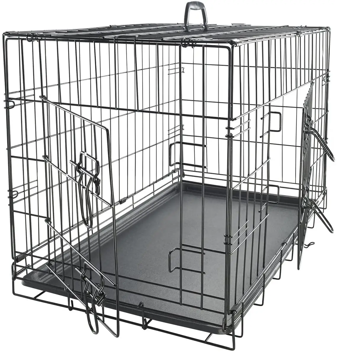 Dog Crates Pet Cage. Metal Kennel Cages with Divider Panel & Tray - in-Door Foldable & Portable for Animal Out-Door Travel