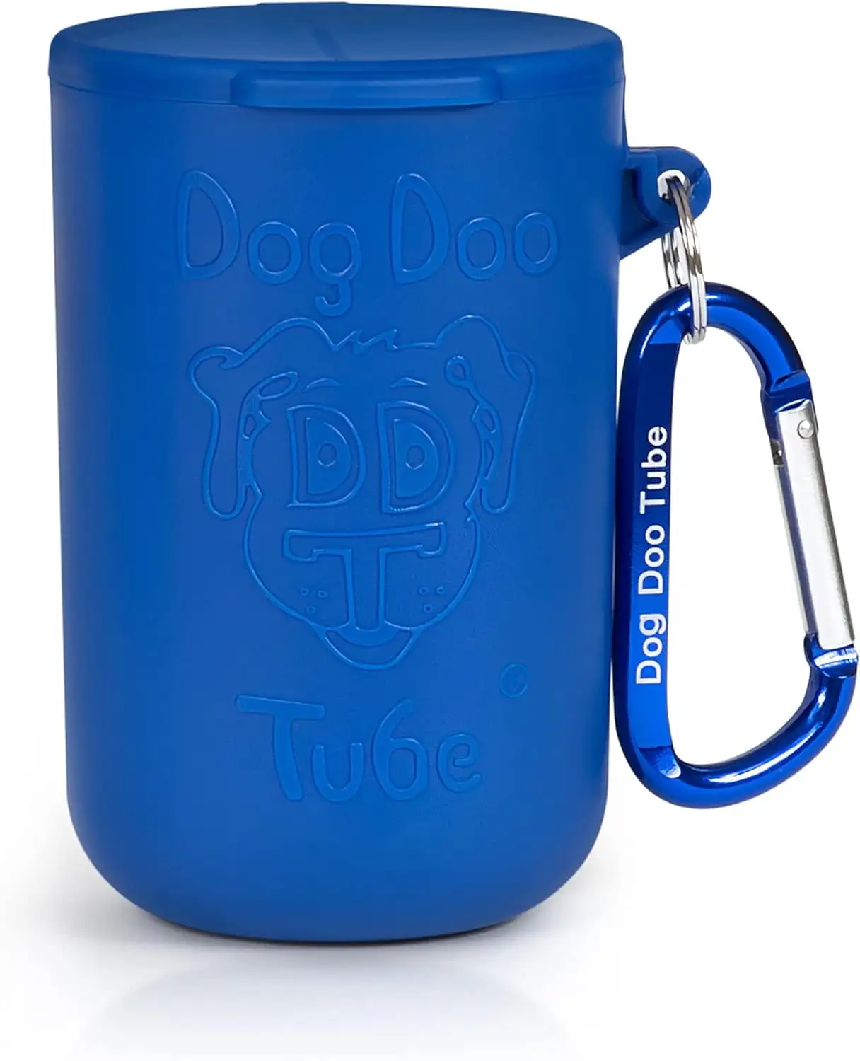 Dog Doo Tube - Dog Poop Holder For Dog Walkers - Carries Dog Poop Bags - Tight Fitting Lid Keeps in Odor - Dog Waste Carrier - Attachable to Dog Leash. Harness or Waist (Medium. Blue)