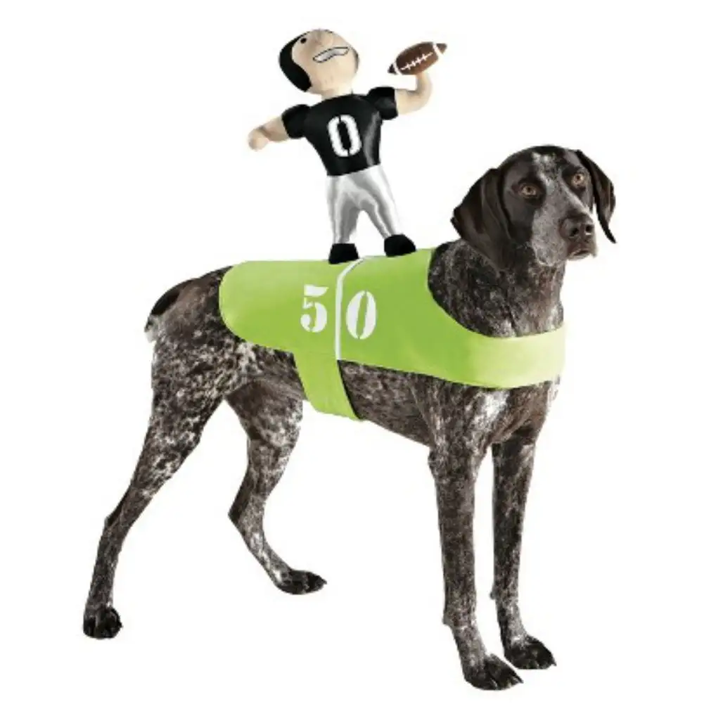 Dog Football Player Costume Plush Pet Rider Superbowl Outfit L/XL