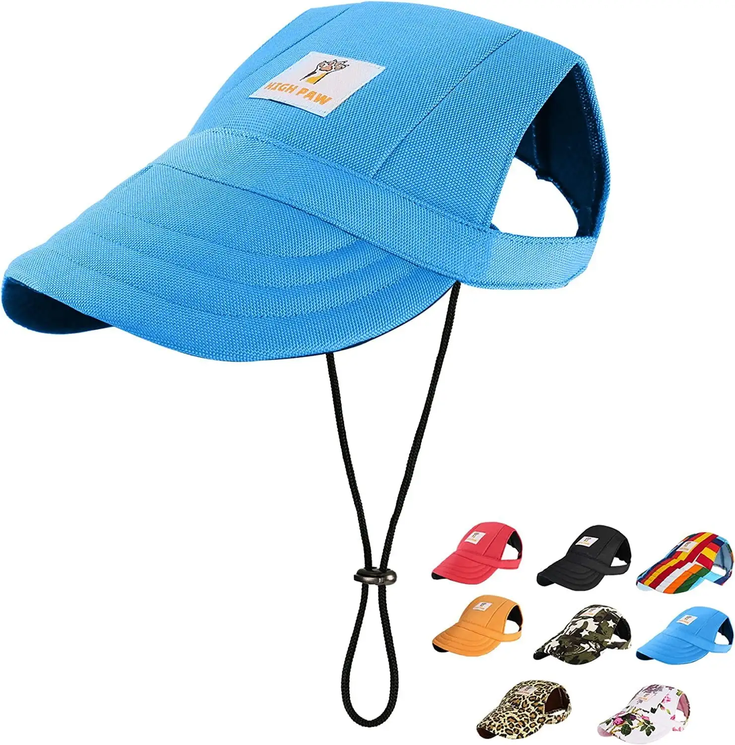 Dog Hat Sun Hat Baseball Cap Trucker Hat Dog Hats for Small Medium Large Dogs with Ear Holes Adjustable Drawstring Breathable Waterproof Design UV Protection Outdoor All Season. Blue