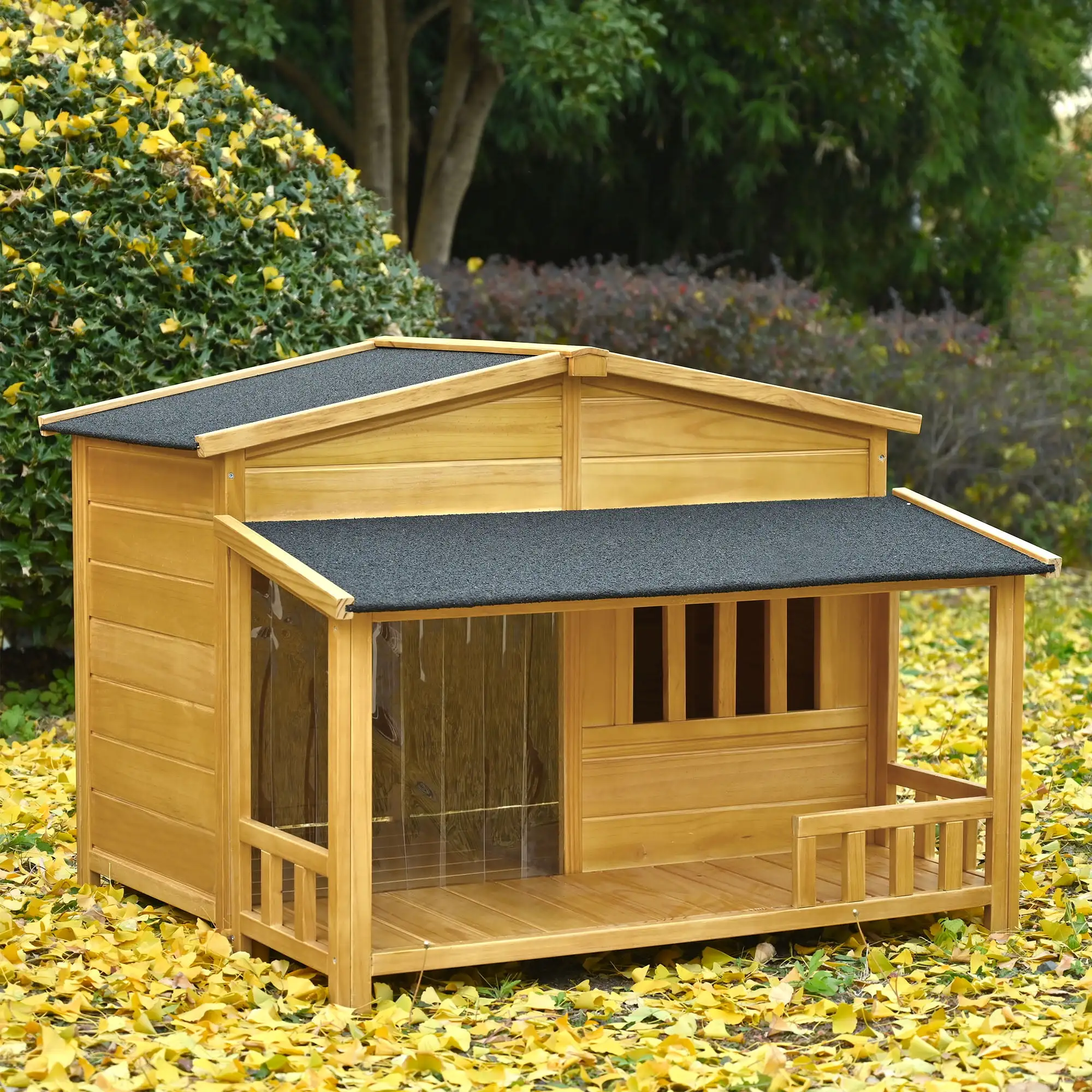 Dog House Wooden Durable Dog House 47.2 Pet Kennel Weatherproof Dog Hideaway For Small Medium Large Dogs