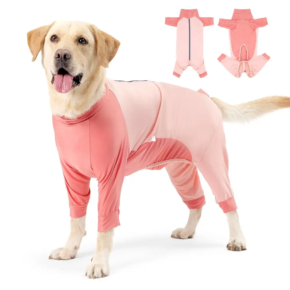 Dog Jumpsuit. Prevent Shedding Hair Dog Onesie with Legs. Surgery Recovery Suit. Anti Licking Breathable Pet's Bodysuit with Zipper. Pajamas for Small and Medium Dogs.Pink.S