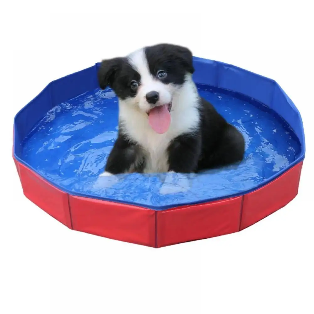 Dog Pool. Slip-Resistant Kiddie Pool. Foldable PVC Dog Pet Swimming Pool. Hard Plastic Pool for Kids. Portable Pools for Large Medium Small Dogs & Kids