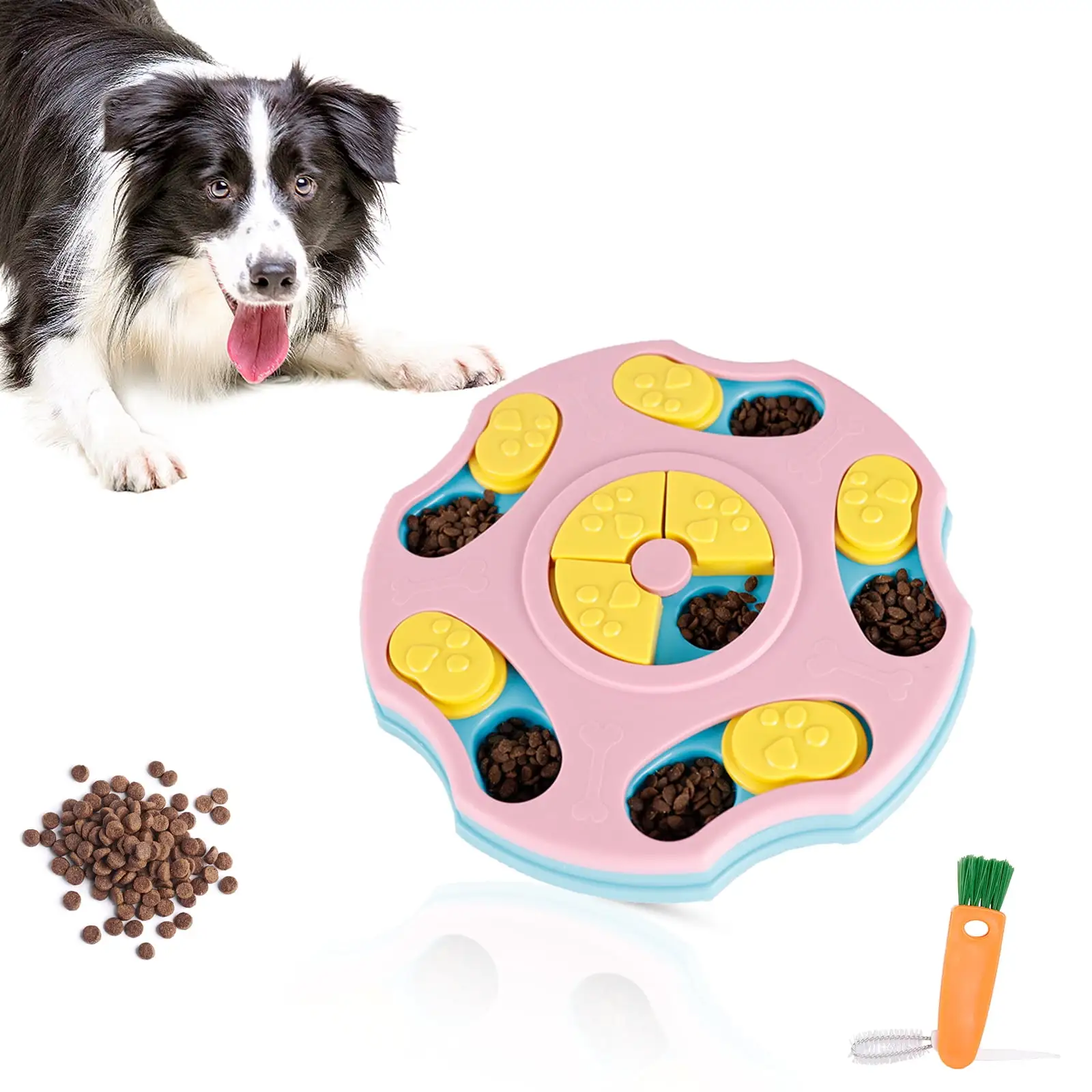 Dog Puzzle Toys Level 3 2 1.Anti-Slip Slow Feeder Dog Bowls for IQ Training & Mental Enrichment for All Breeds Pets.Dog Food Dispenser for Boredom and Mental Stimulation-with Brush