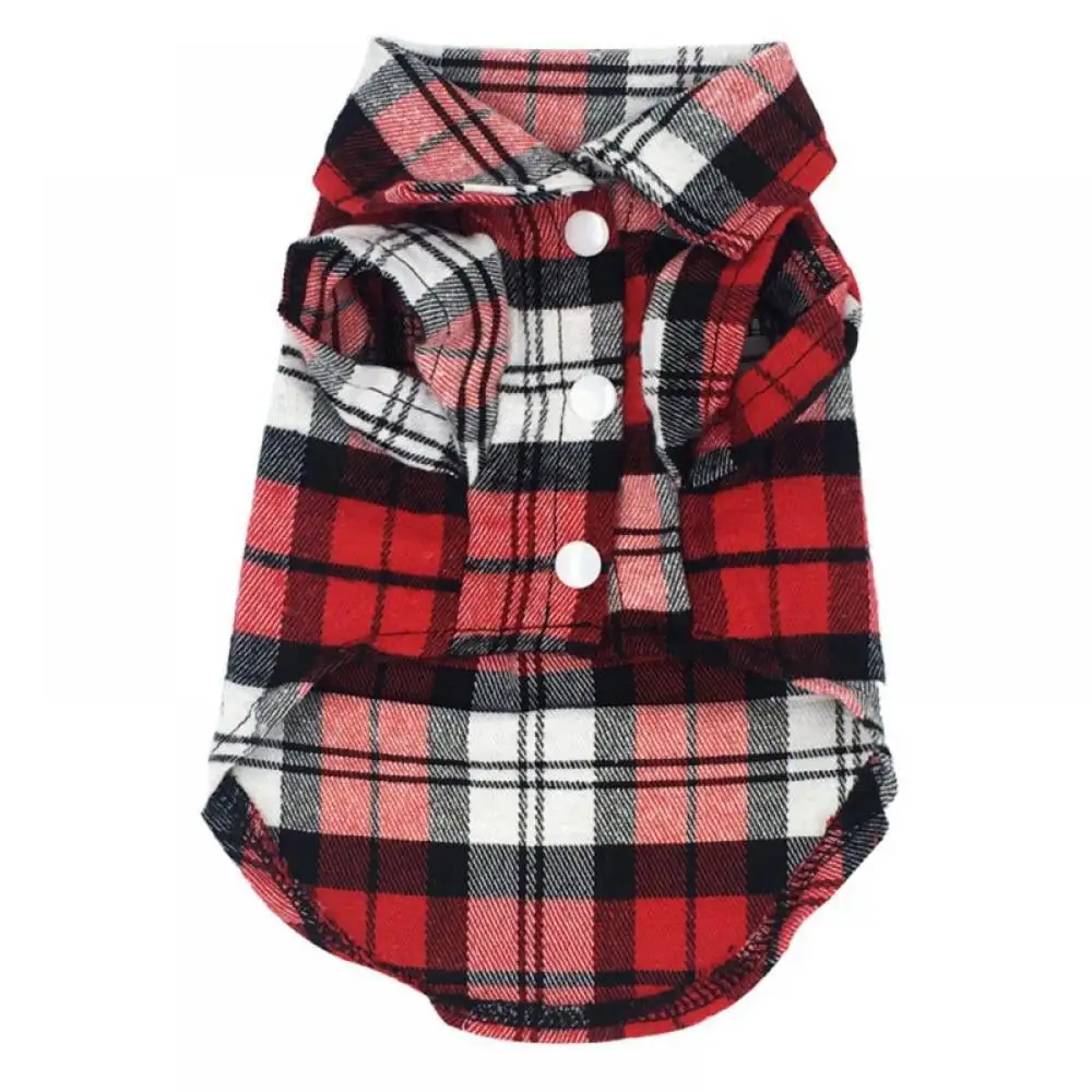 Dog Shirt Plaid Puppy Clothes for Small Medium Large Dogs Cats Boy Girl Kitten Soft Pet T-Shirt Breathable Tee Outfit Adorable Grid Apparel