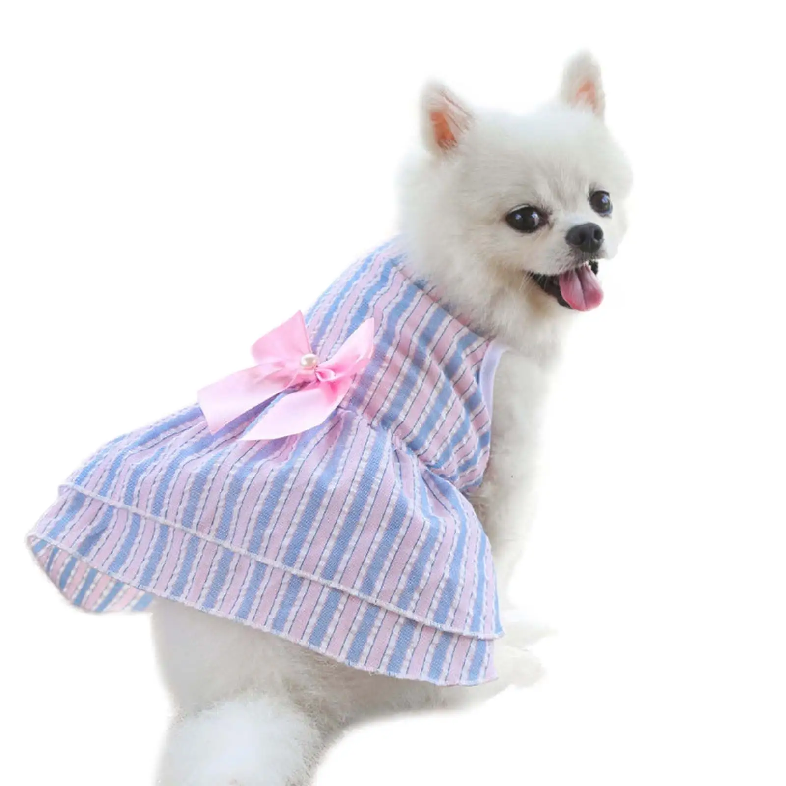 Dog Skirt Bow Knot Dress Wedding Dress Spring Summer Autumn New Plaid Pet Cat Clothes Supplies Stripes Dog Clothes Medium Size Dog Girl Dog Outfit Dog Dress Large Dog Clothes Boys Outfit Designer Dog