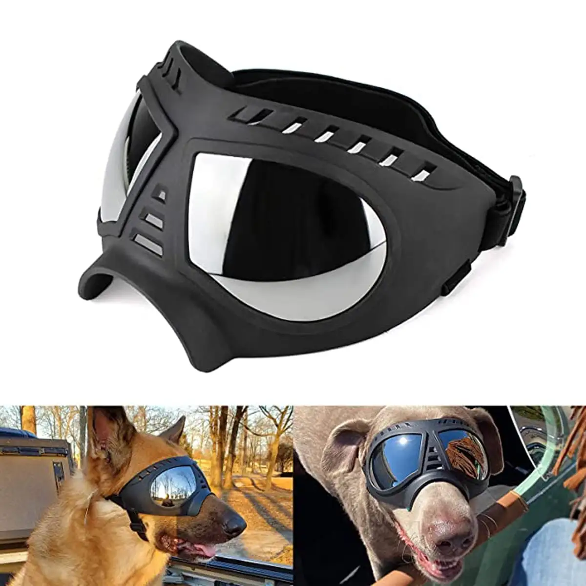 Dog Sunglasses. UV Protection. Wind Protection. Dust Protection. Fog Protection. Pet Goggles. Eye Wear Protection with Adjustable Strap for Medium or Large Dogs