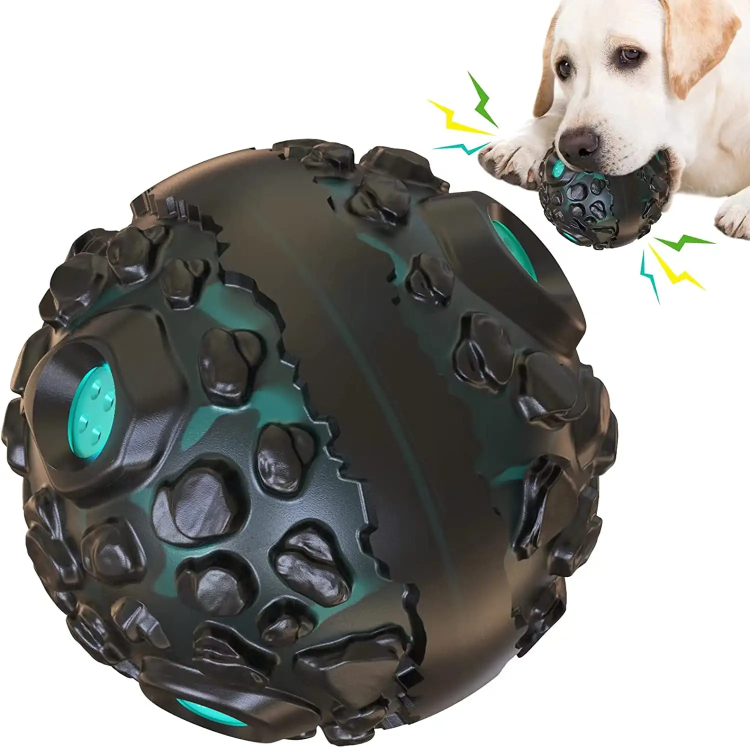 Dog Toy Ball for Aggressive Chewers. Interactive Fetch Dog Ball with Fun Squeaky Giggle Sound. Durable for Small Medium Large Dogs. Non-Toxic Elastic Rubber Pet Chew Toys