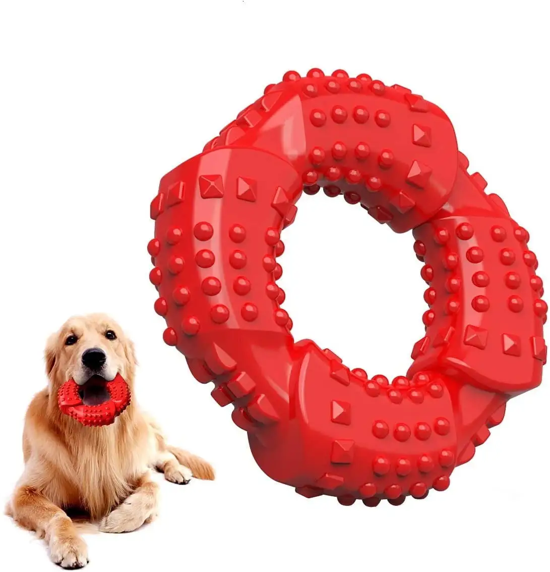 Dog Toys For Aggressive Chewers!Dog Chew Toy for Aggressive Chewers Large Breed. Ultra-Tough & Hard Natural Rubber Dog Toy Nearly Indestructible Puppy Toys for Small Medium Breed (Red)